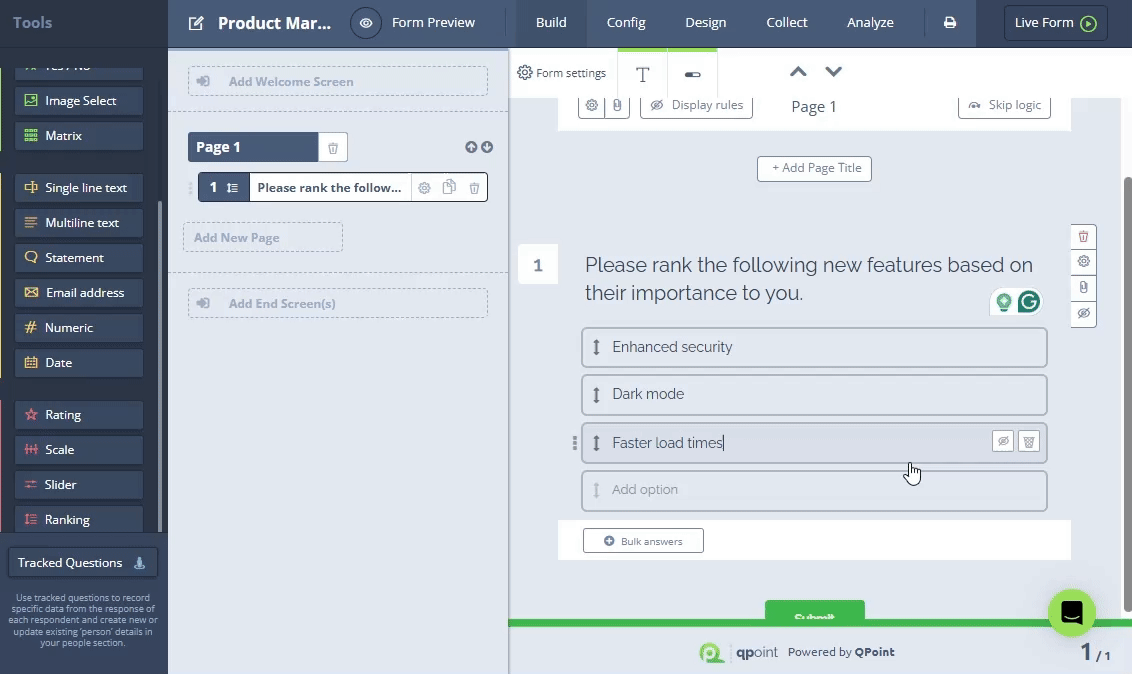 video showing how to edit ranking question in qpoint
