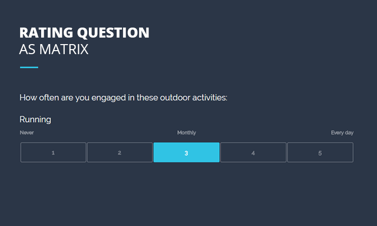 With rating question type you don't have such detailed question setup
