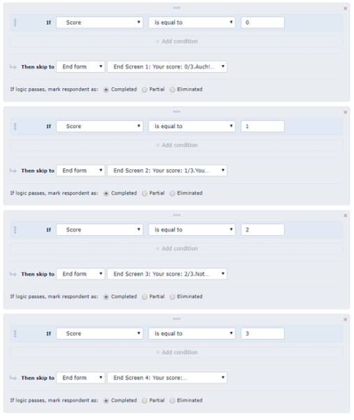 Learn how to set up conditions for multiple end screens